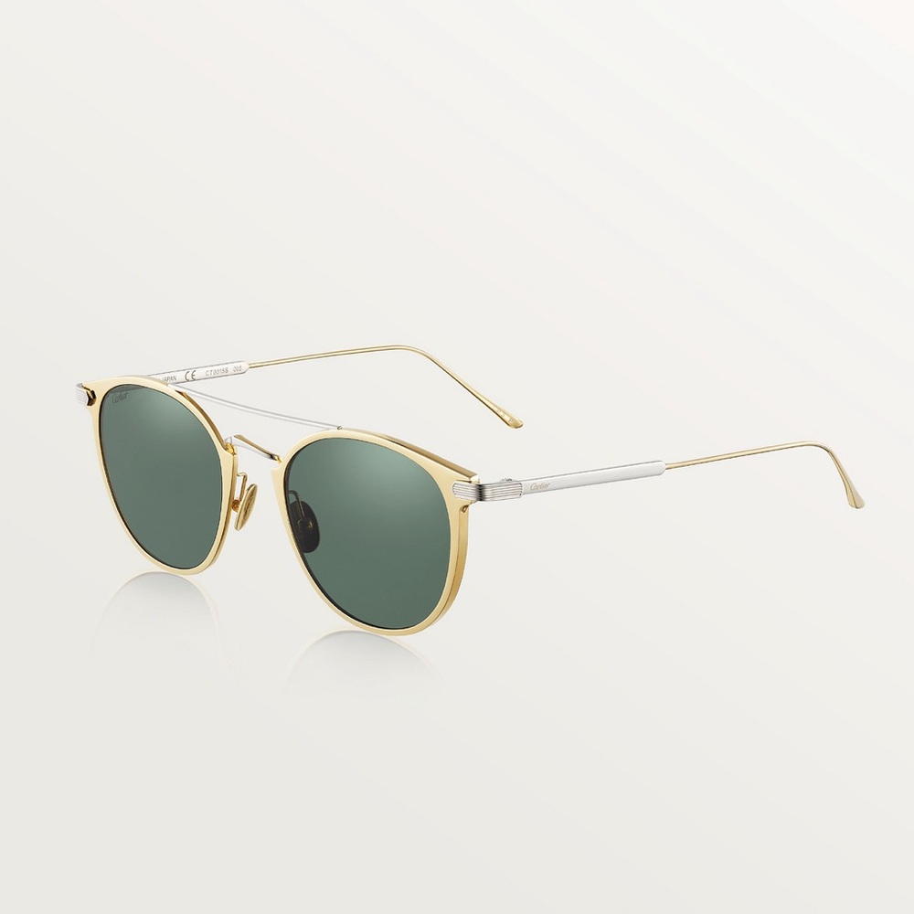C de Cartier Sunglasses Cartier Unisex Round/Oval Gold Gold Green Glasses